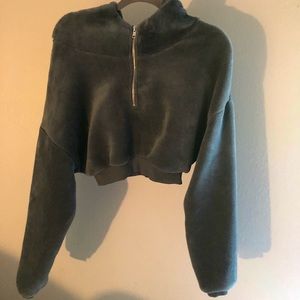 UO bliss fuzzy fleece half zip hoodie